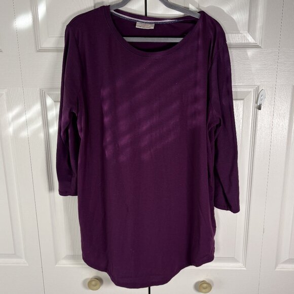 Bobbie Brooks Plus Size 3X Purple 3/4 Sleeve Tunic Top - Picture 1 of 2